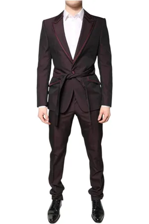 Dolce & Gabbana Garnitury, Mężczyzna, brązowy, M, Kostium Formalny Slim Fit w Kolorze Czerwonym