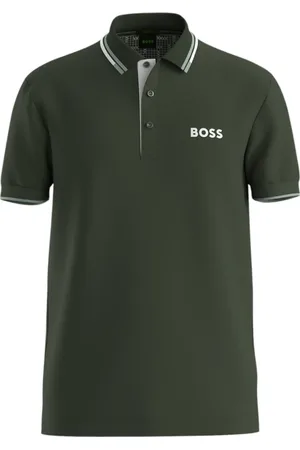 HUGO BOSS Koszulki, Mężczyzna, Zielony, L, Polo w Paski z Materiałem S.Café®