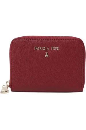 Patrizia Pepe Akcesoria, Kobieta, Czerwony, ONE SIZE, Kompaktowa Skórzana Portmonetka