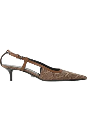 VERSACE Buty, Kobieta, Beżowy, 37 EU, Kitten Heels z Logo Jacquard
