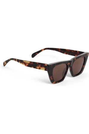 ANINE BING Akcesoria, unisex, brązowy, ONE SIZE, Kwadratowe kątowe okulary przeciwsłoneczne z oprawką w kolorze żółwia