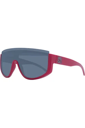 HUGO BOSS Akcesoria, unisex, Czerwony, ONE SIZE, Len, Czerwone Okulary Przeciwsłoneczne Mono Lens