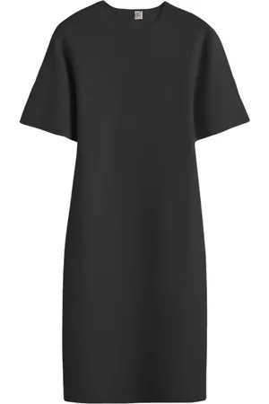 Totême Sukienki, Kobieta, Czarny, L, Minimalistyczna Sukienka z Dzianiny Tee