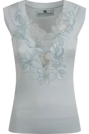 ERMANNO SCERVINO Koszulki, Kobieta, Niebieski, 2XS, Bawełna, Dzianinowy Top