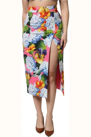 Dolce & Gabbana Spódnice, Kobieta, Wielobarwność, S, Spódnica midi z kwiatowym wzorem