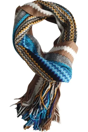 Missoni Akcesoria, Kobieta, Wielobarwność, ONE SIZE, Niebieski Geometryczny Szal Wełniany