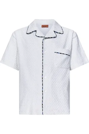 Missoni Koszule, Mężczyzna, Biały, S, Biała Koszula z Białym Wzorem Zig Zag
