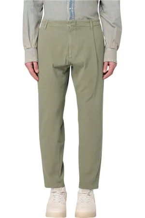 Dondup Spodnie, Mężczyzna, Zielony, W32, Stylowe Zielone Plisowane Spodnie Casual