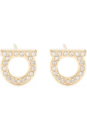 Salvatore Ferragamo Akcesoria, Kobieta, Żółty, ONE SIZE, Kryształowe Kolczyki Gancini Stud