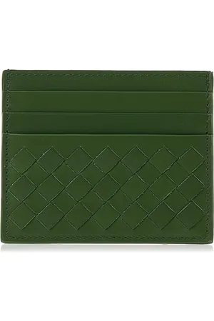 Bottega Veneta Akcesoria, Mężczyzna, Zielony, ONE SIZE, Zielony Portfel na Karty Intrecciato