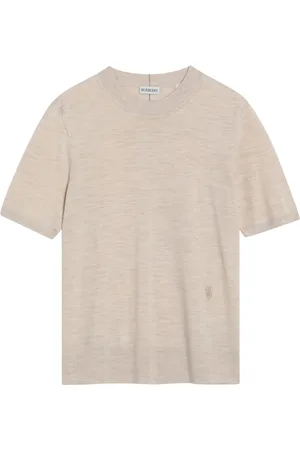 Burberry Koszulki, Kobieta, Beżowy, M, T-shirt z krótkim rękawem i okrągłym dekoltem