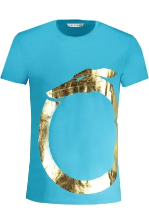 Trussardi Koszulki, Mężczyzna, Niebieski, XL, Niebieski Bawełniany T-shirt z Nadrukiem