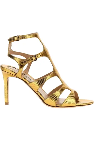 Tom Ford Buty, Kobieta, Żółty, 36 EU, Złote Sandały z Klatką
