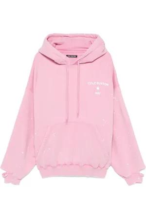 Cole Buxton Bluzy, Mężczyzna, Różowy, S, Różowa bluza z kapturem i nadrukiem