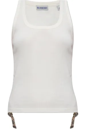 Burberry Koszulki, Kobieta, Biały, S, Bawełna, Marszczony Top