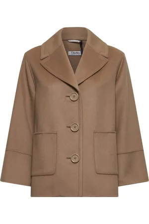 Max Mara Kurtki, Kobieta, brązowy, S, Wełna, Camelowy płaszcz wełniany jednorzędowy z klapami