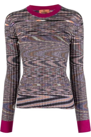 Missoni Koszulki, Kobieta, Pomarańczowy, XS, Kaszmir, Sweter z abstrakcyjnym wzorem z mieszanki kaszmiru