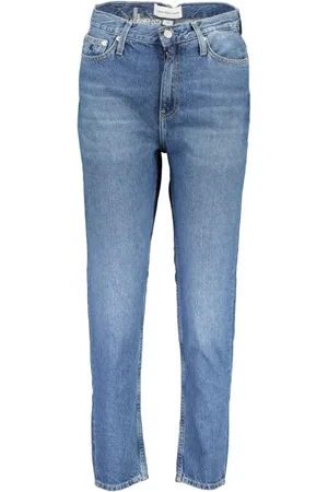 Calvin Klein Jeansy, Kobieta, Niebieski, W26, Bawełna, Jeansyy bawełniane z wysokim stanem i efektem sprania