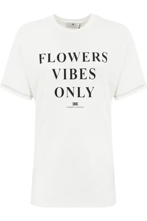 Elisabetta Franchi Koszulki, Kobieta, Biały, L, Bawełna, Bawełniany T-shirt Jersey z nadrukiem liter