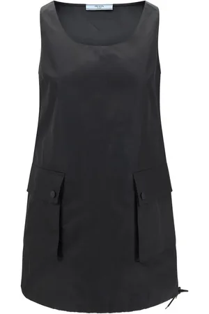 Prada Sukienki, Kobieta, Czarny, S, Nylon, Sukienka Mini z Nylonu i Kieszeniami