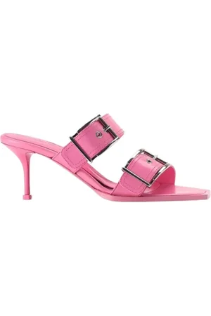 Alexander McQueen Buty, Kobieta, Różowy, 38 1/2 EU, Różowe Punk Podwójne Sprzączki Szpilki Mules