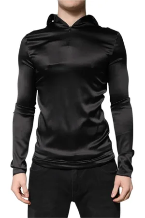Dolce & Gabbana Bluzy, Mężczyzna, Czarny, L, Luksusowy Jedwabny Sweter z Golfem