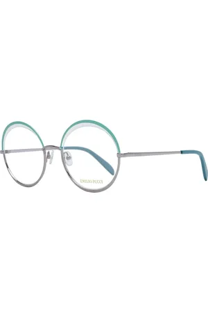 Emilio Pucci Akcesoria, Kobieta, Zielony, ONE SIZE, Zielone Metalowe Okulary Optyczne z Półramką