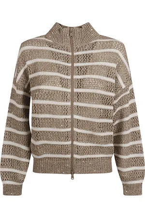 Brunello Cucinelli Swetry, Kobieta, brązowy, XS, Nylon, Elegant Cardigan Sweaters