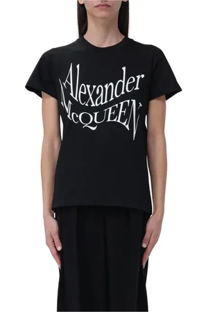 Alexander McQueen Koszulki, Kobieta, Czarny, XS, Elegant Logo Tee