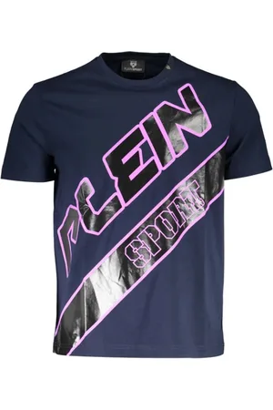Philipp Plein Koszulki, Mężczyzna, Niebieski, L, Niebieski Bawełniany T-shirt Męski