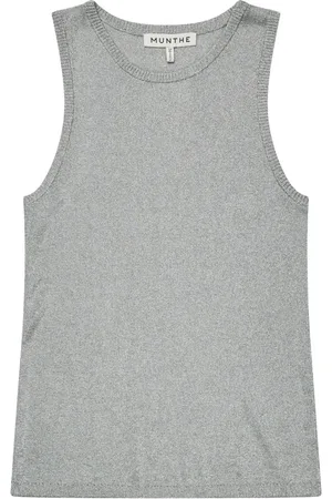 Munthe Koszulki, Kobieta, Szary, M, Poliester, Elegancki top z błyskiem