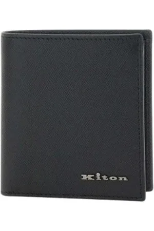 Kiton Akcesoria, Mężczyzna, Czarny, ONE SIZE, Czarna Skórzana Portmonetka Bifold