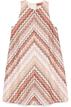 Missoni Sukienki, Kobieta, Wielobarwność, S, Brązowa Sukienka z Okrągłym Dekoltem