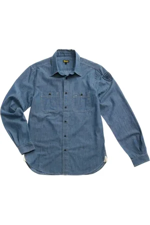 Blauer Koszule, Mężczyzna, Niebieski, L, Bawełna, Militarny Styl Jeansyowa Koszula