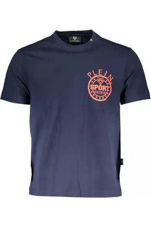 Philipp Plein Koszulki, Mężczyzna, Niebieski, S, Bawełna, Niebieski Bawełniany T-shirt Casual