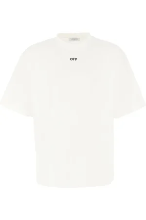 OFF-WHITE Koszulki, Mężczyzna, Biały, M, Luźny Bawełniany T-shirt w białym