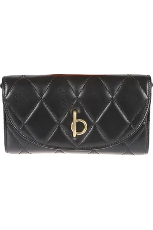 Burberry Torebki, Kobieta, Czarny, ONE SIZE, Portfel z pikowaną skórą i łańcuszkiem