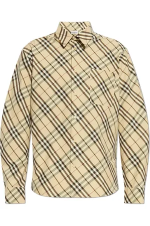 Burberry Koszule, Mężczyzna, Beżowy, M, Bawełna, Koszula w kratę