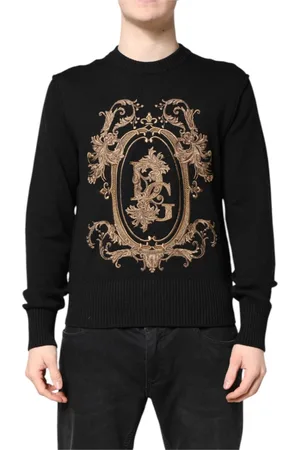 Dolce & Gabbana Swetry, Mężczyzna, Czarny, L, Czarny Sweter z Logo