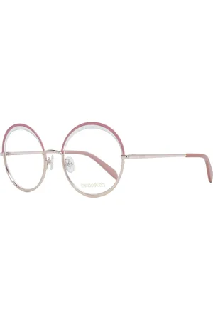Emilio Pucci Akcesoria, Kobieta, Różowy, ONE SIZE, Różowe Metalowe Okulary Optyczne z Półramką