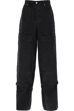 OFF-WHITE Jeansy, Mężczyzna, Czarny, W33, Bawełna, Spodnie Cargo z Szerokimi Nogawkami