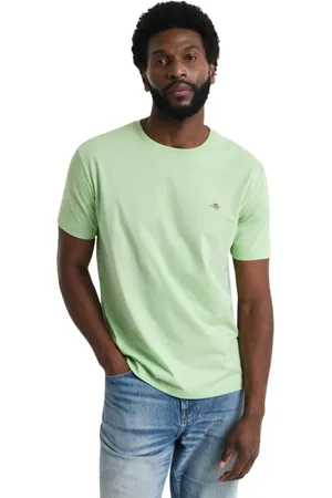 GANT Koszulki, Mężczyzna, Zielony, M, T-shirt w regularnym kroju z logo Shield
