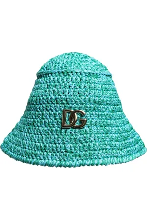 Dolce & Gabbana Akcesoria, Kobieta, Zielony, ONE SIZE, Zielony Kapelusz Wiaderko z Logo DG