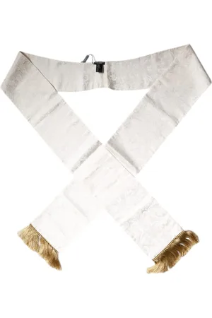 Dolce & Gabbana Akcesoria, unisex, Biały, ONE SIZE, Biały Kwiatowy Frędzle Szalik