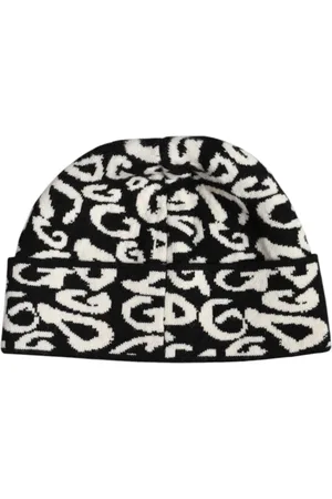 Dolce & Gabbana Akcesoria, Mężczyzna, Czarny, ONE SIZE, Kaszmir, Luksusowy Wełniany Beanie z Logo