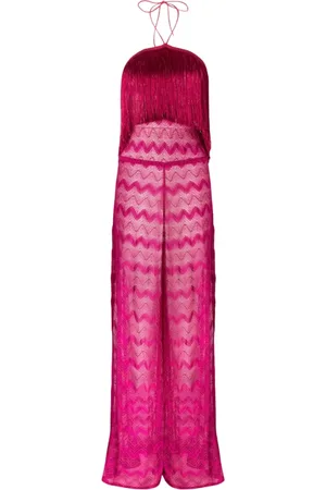 Missoni Kombinezony, Kobieta, Różowy, S, Zigzag Frędzle Kombinezon Spodnie