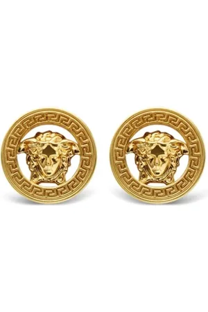 VERSACE Akcesoria, Kobieta, Żółty, ONE SIZE, Polerowane Kolczyki Stud w Kolorze Złota Para