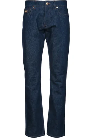 VERSACE Jeansy, Mężczyzna, Niebieski, W33, Denim, Klasyczne Jeansyy z Denimu na co dzień