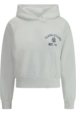 Prada Bluzy, Kobieta, Biały, M, Bawełniany Hoodie z haftowanym monogramem