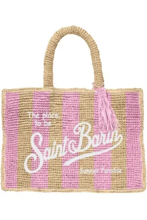MC2 SAINT BARTH Torebki, Kobieta, Beżowy, ONE SIZE, Torba z rafii z logo Saint Barth